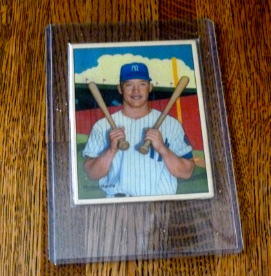 Picture, Helmar Brewing, Helmar This Great Game Card # 45, Mickey MANTLE (HOF), two bats, New York Yankees